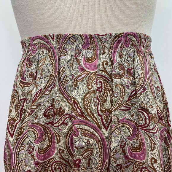220 Hickory Womens A-Line Maxi Skirt Paisley Floral Print Pink Brown Size M - Picture 2 of 11